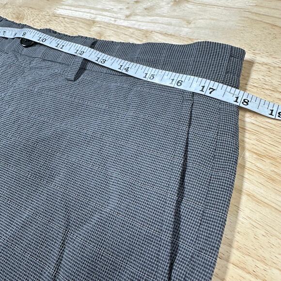 Theory NWT Zaine Classic-Fit Drawstring Pant Kelso Checked Nylon Size 34 Gray - Picture 10 of 12